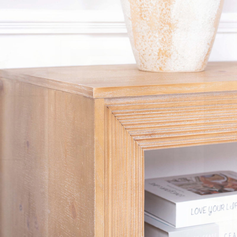 Console rustique en bois massif avec tablette de rangement