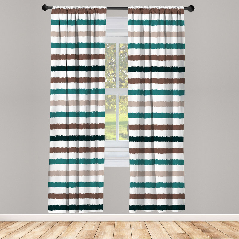 Microfiber Floral Semi-Sheer Rod Pocket Curtain Panels, 28" W x 63" L, Emerald/Black
