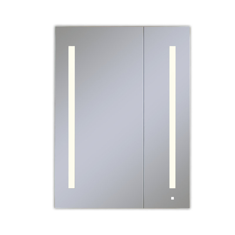 AiO Recessed Frameless Medicine Cabinet with 3 Adjustable Shelves and LED Lighting, 39.375" H x 29.25" W x 4" D, Warm White