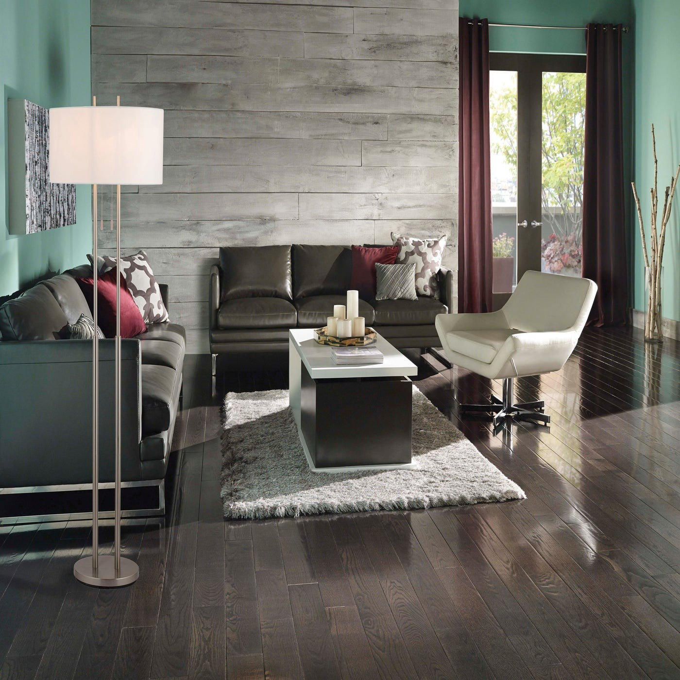 62'' Floor Lamp, Satin Steel