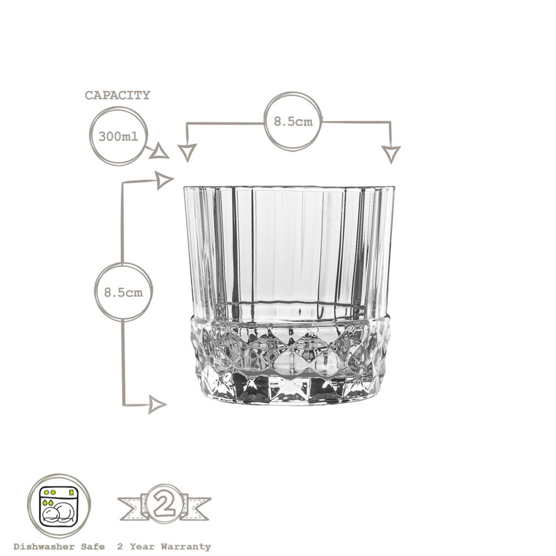 America '20s Whisky Glasses, 12, 300mL, Transparent