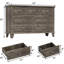 Commode 7 tiroirs grise en bois rustique avec poignées en métal pour garde-robe-933830736