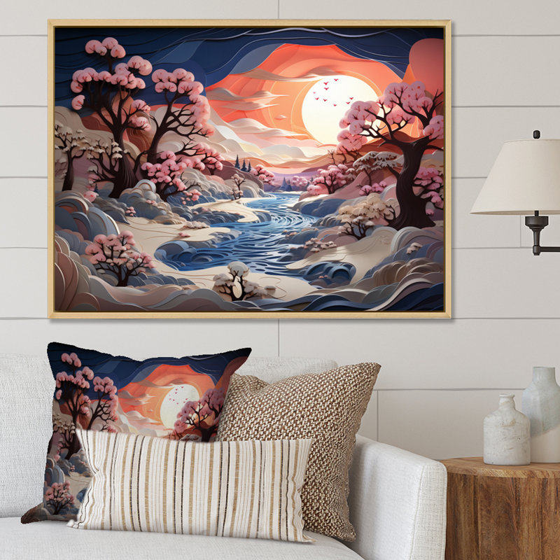 «Beautiful Country Charm in Winter II», reproduction sur toile, 16" H x 32" W, Cadre naturel flottant