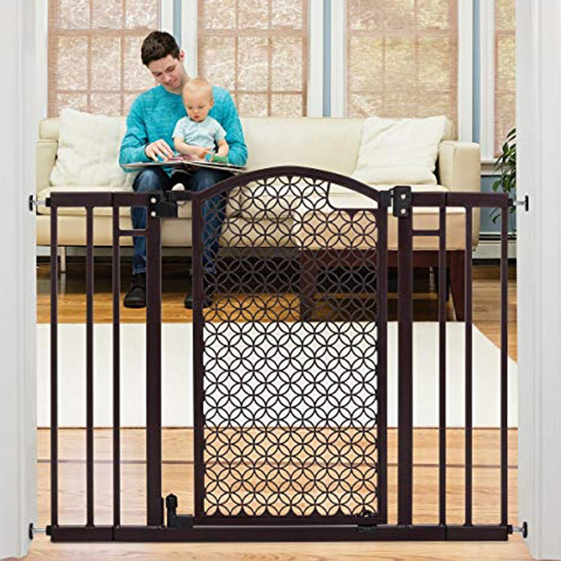 Metal Adjustable Pressure Mounted Pet Gate With Door