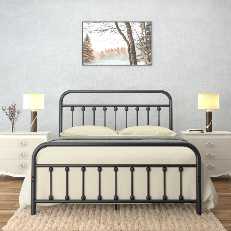 Ernestin Metal Open-Frame Bed, Queen, Black