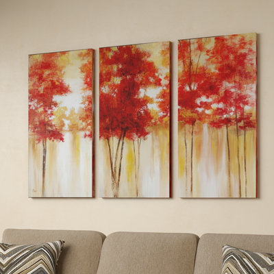 " Red Trees " 3 - Pieces