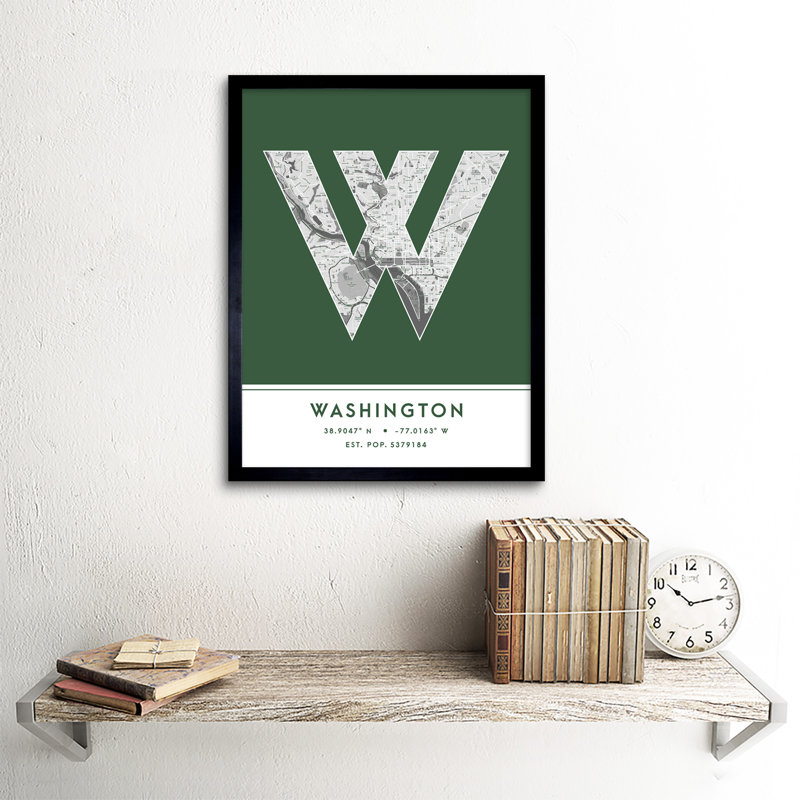 Washington United States City Map - Single Picture Frame Typography