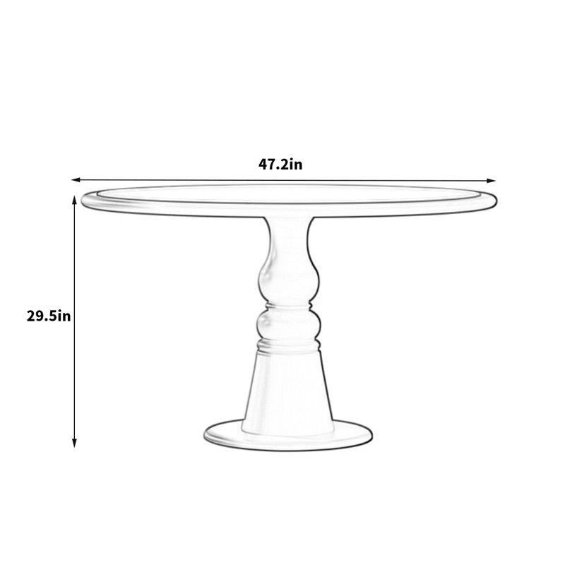 Randolh Round Solid Wood Base Dining Table, 29.5"H x 47.2"L x 47.2"W