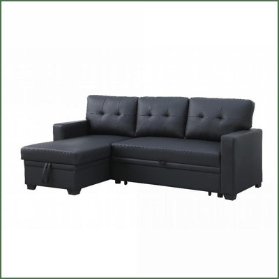 Canapé modulaire en lin avec lit simple escamotable et amp; Chaise de rangement pour le salon | Gris foncé | Lin | Accoudoirs carrés