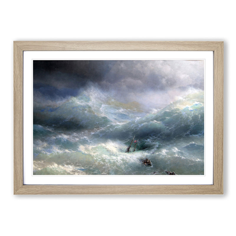 The Wave by Ivan Aivazovsky - Picture Frame Painting, Oak, 27cm H x 36cm W x 2cm D