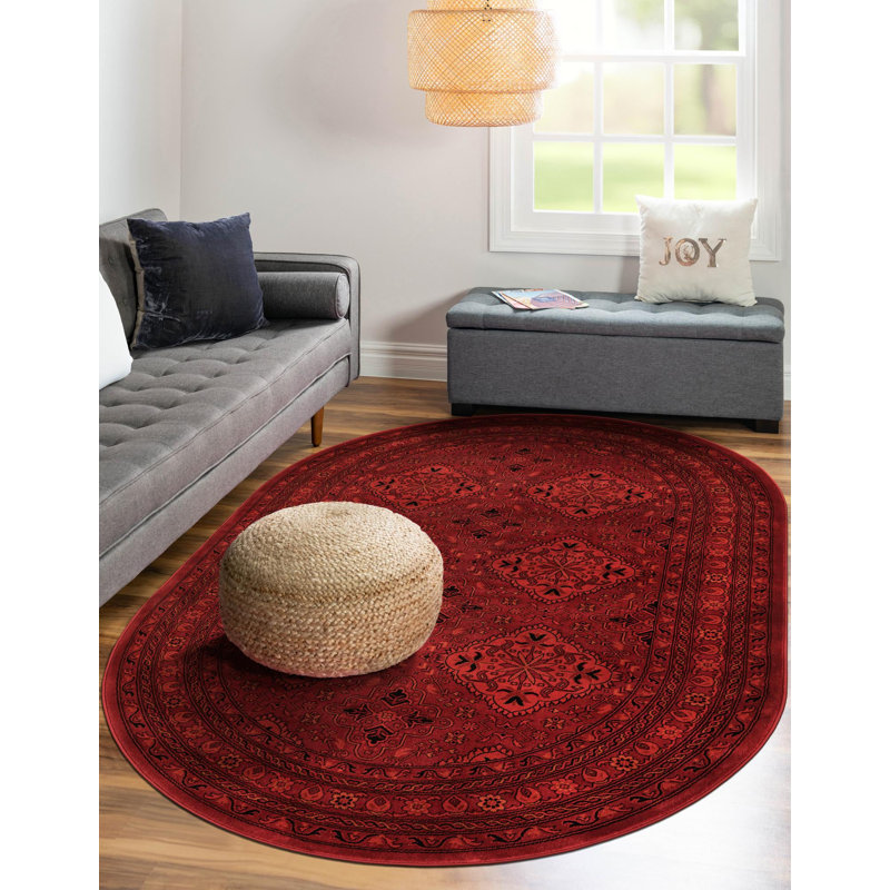 Tapis oriental rouge Amro, Oval 7'10" x 10'