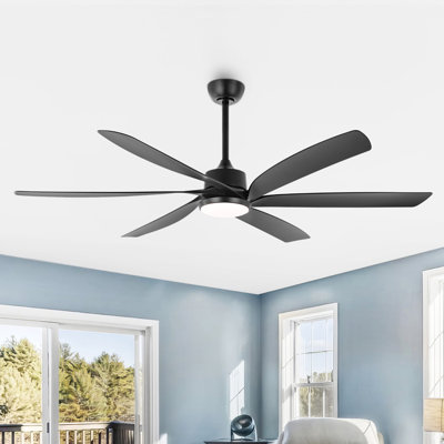 64" Modern 6-Blade Propeller LED Ceiling Fan with Light Kit and Remote Control