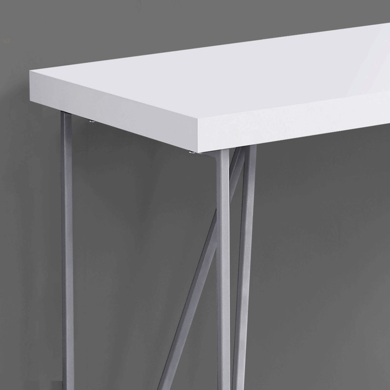 Bureau d'ordinateur, bureau personnel, ordinateur portable, L 48 po, travail, stratifié blanc, métal gris, contemporain, moderne