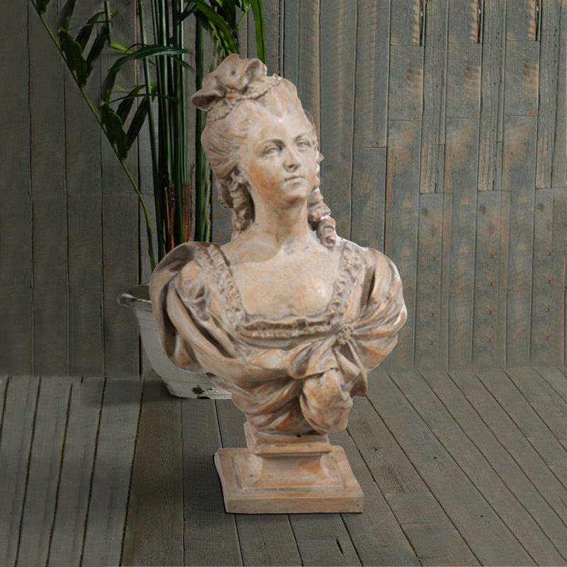 Artful Female Sculpture Bust Statue, Antique Brown