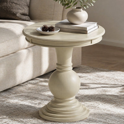 Table d'appoint blanc antique avec base piédestal