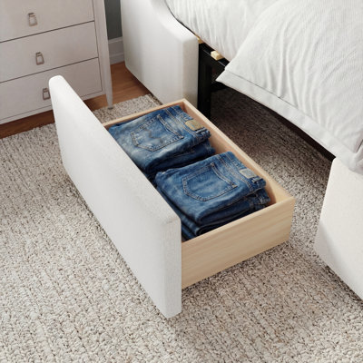 Martha Stewart Kian Wingback Platform Storage Bed With 4 Side Storage Drawers