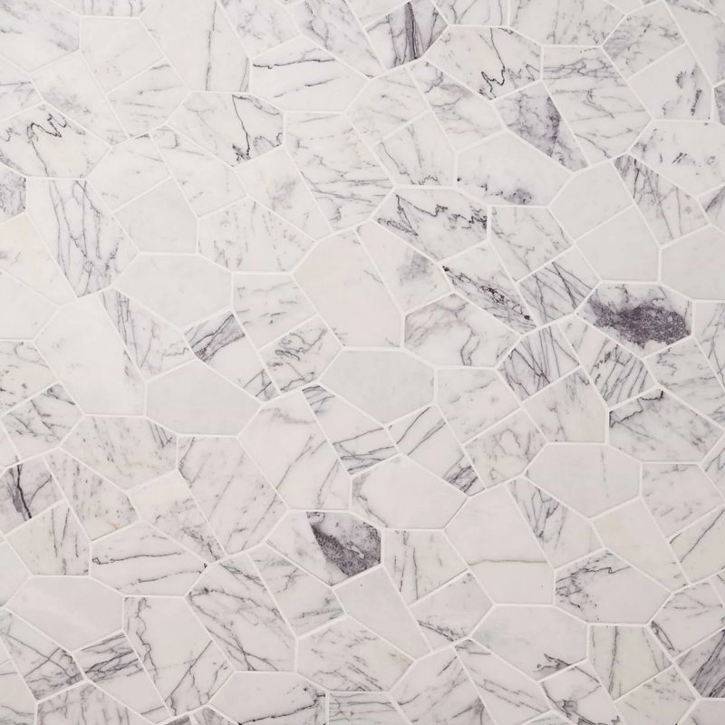 Nature Organica 12x20 Honed Marble Mosaic Tile, Lilac Tumbled