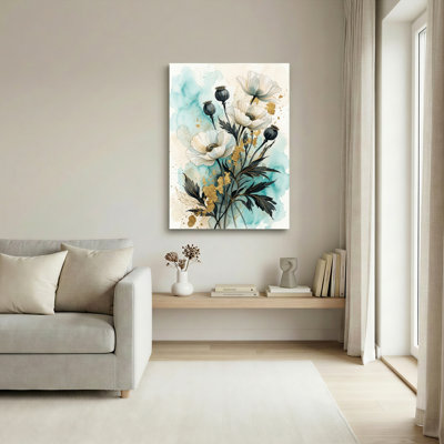Ensemble d'une toile aquarelle florale