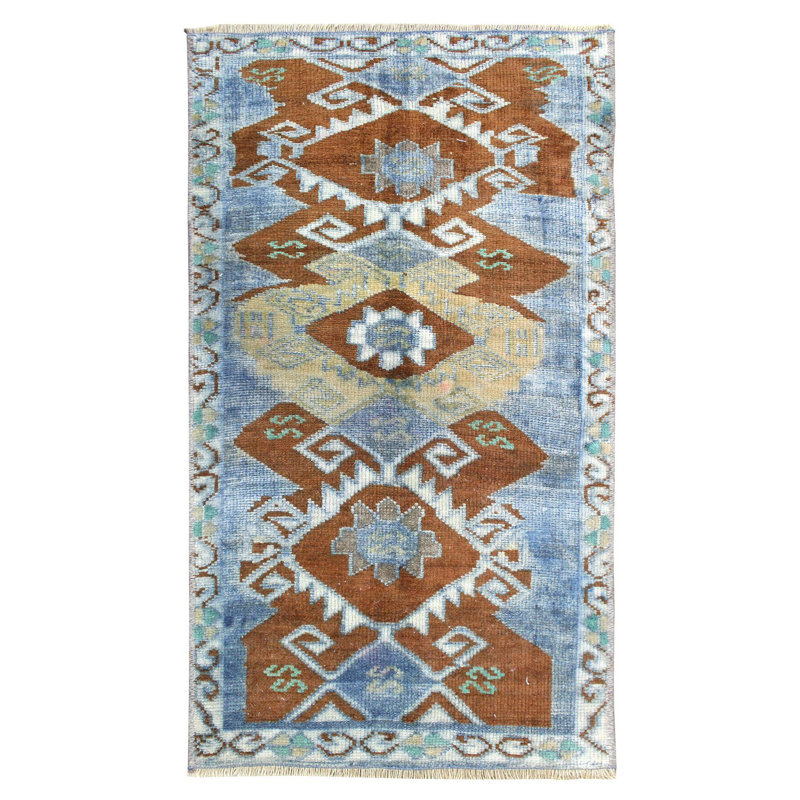 Tapis bleu / denim clair / tabac 1 pi 8 po x 2 pi 11 po Yastik