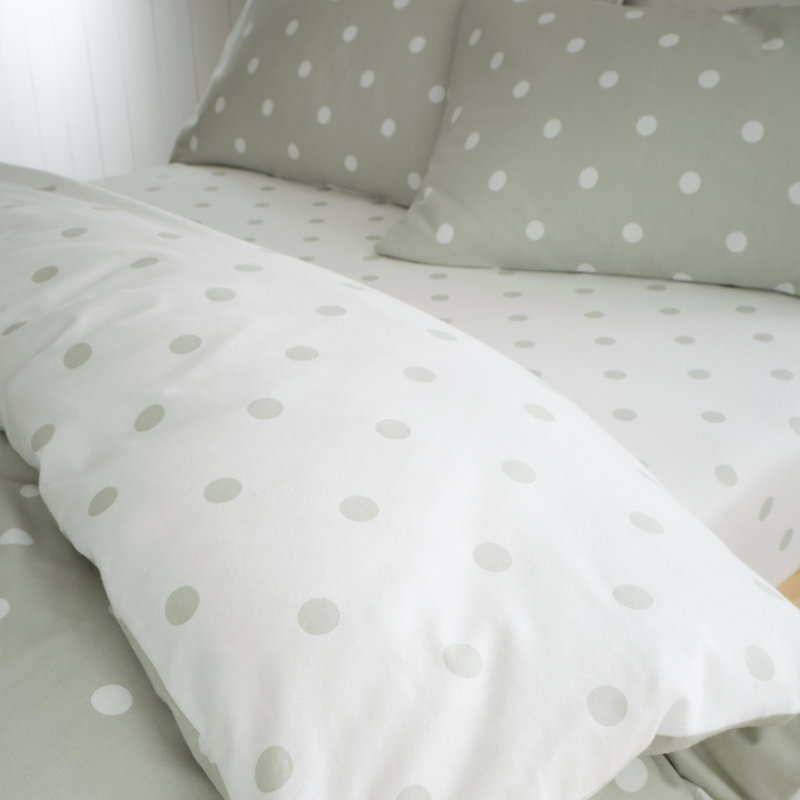 Brushed Polka Dot Cotton Fitted Sheet, Double (4'6), Green