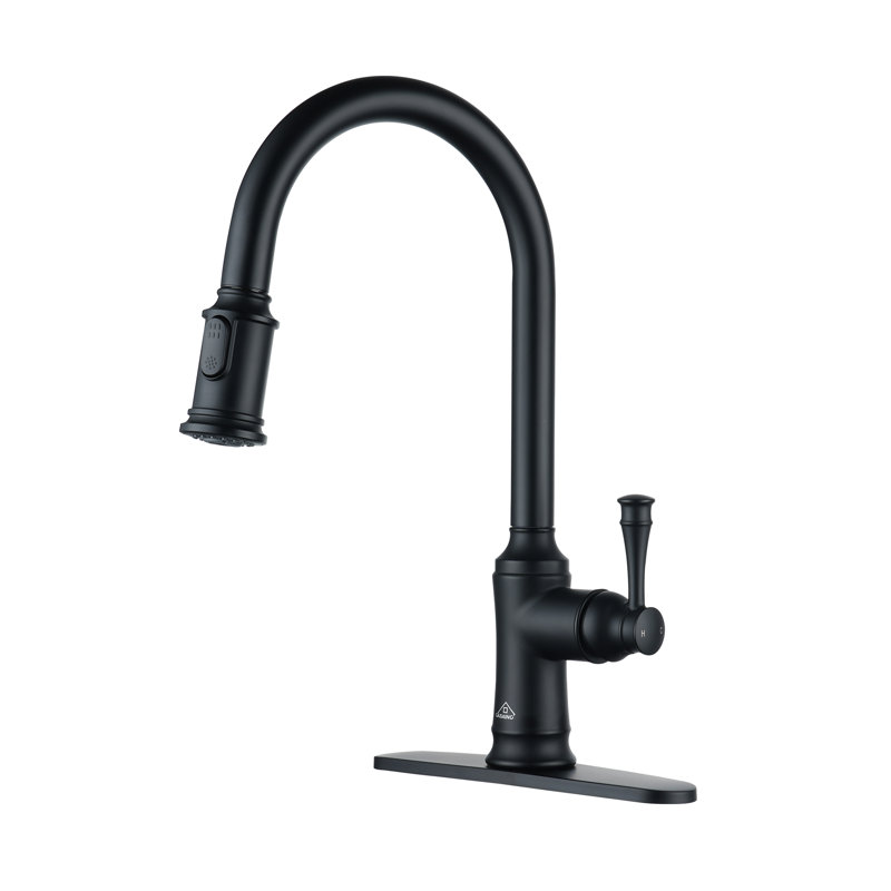 Matte Black Stainless Steel Pull-Out Kitchen Faucet