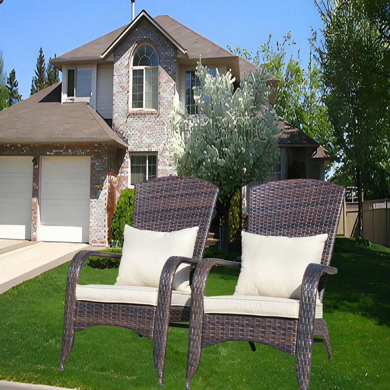 Chaise de patio avec coussins (coussin), Brun