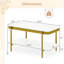 Table basse rectangulaire, table centrale à 2 niveaux avec tablette inférieure pour la chambre à coucher, bureau blanc et doré-563623748-563623747