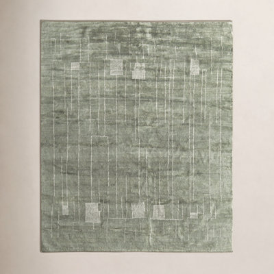 Monaco Green Hand-Knotted Abstract Rug