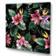 Fleurs tropicales roses sur fond noir - Décoration murale traditionnelle en bois-66838094-66838093