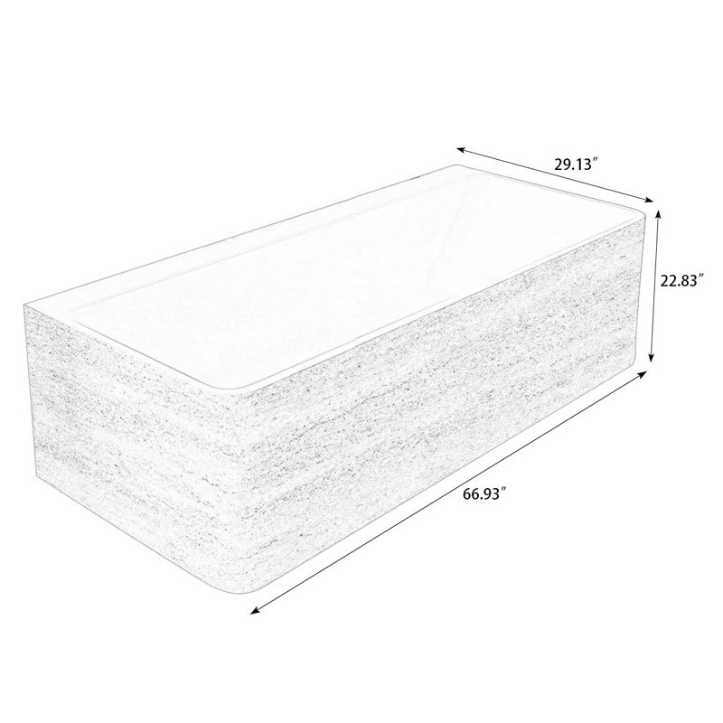 Baignoire rectangulaire beige en pierre reconstituée, Beige