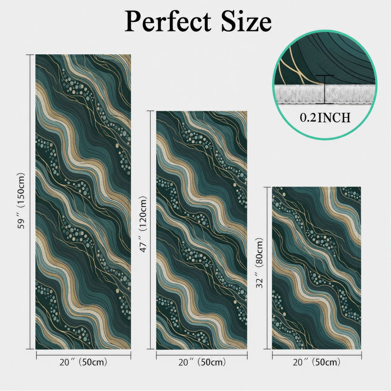 Wave Pattern Non-Slip Washable Kitchen Mats