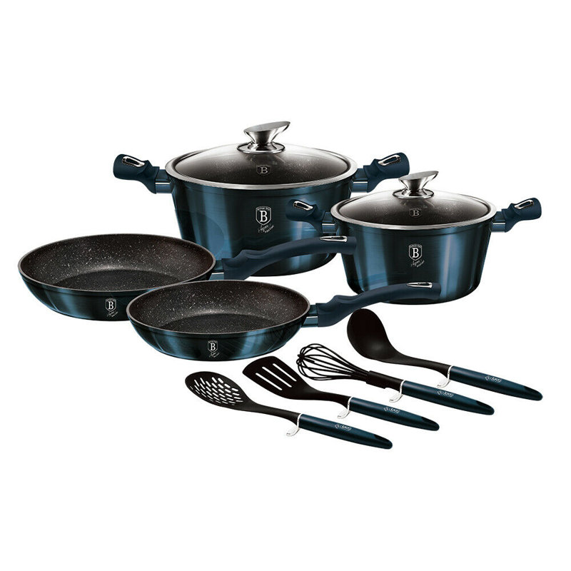 Berlinger Haus 10 Piece Aluminum Non Stick Cookware Set, Blue