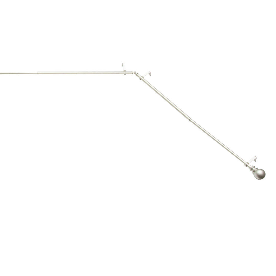 Ball End Bay Window Curtain Rod, 78-144" Adjustable 