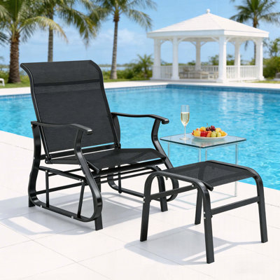 Fauteuil coulissant de jardin avec repose-pieds - haut dossier, filet respirant, capacité de 264 lb