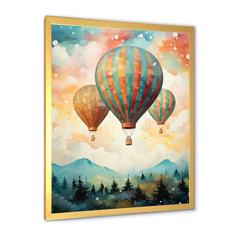 Charme classique en montgolfière II, Cadre photo doré simple, H 40 po x l 30 po x P 1,5 po