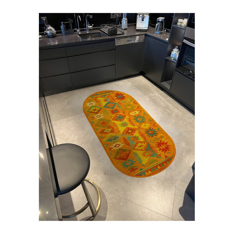 Tapis tissé à motif de losanges beige Mosso, 2'4" x 3'11"