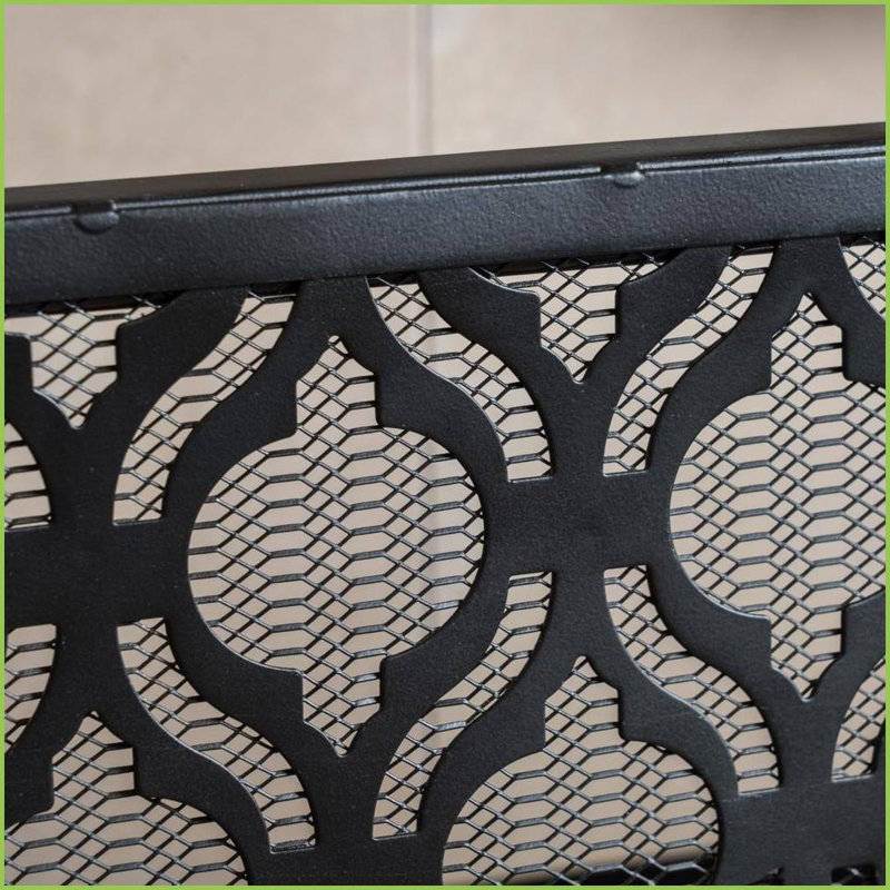 Fire Screen | Elmer Modern Single Panel Iron Fireplace Screen | Black | Iron