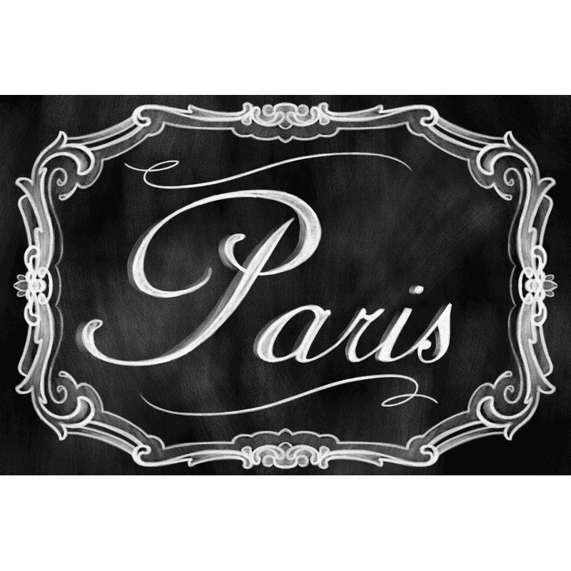 Paris, craie, art textuel sur toile tendue, H 8 po x l 12 po