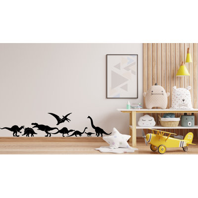 Adhésif décoratif dinosaure, Illustration de silhouette de T-Rex, ptérodactyle, brachiosaure et plus - chambre de bébé ou chambre d'enfant