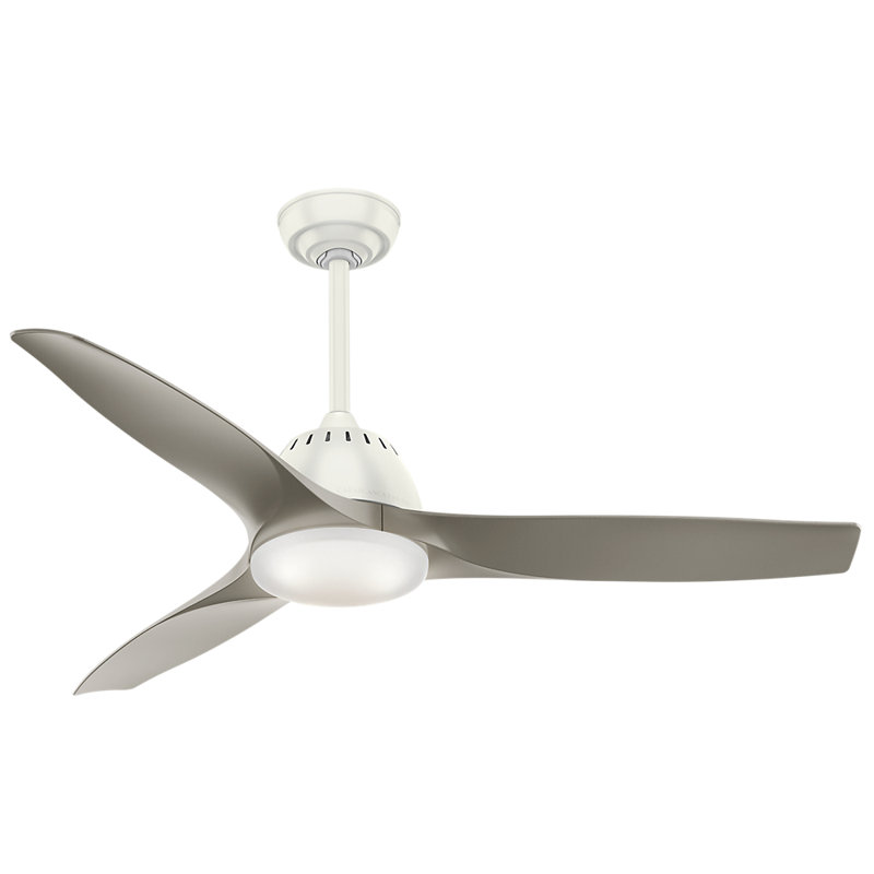 52" Wisp  3 - Blade LED Standard Ceiling Fan with Remote Control and Light Kit Included, Fresh White/Pewter