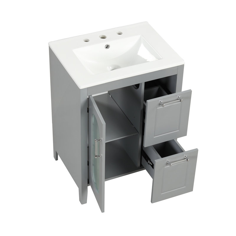 24" Bathroom Vanity with Sink, Gray