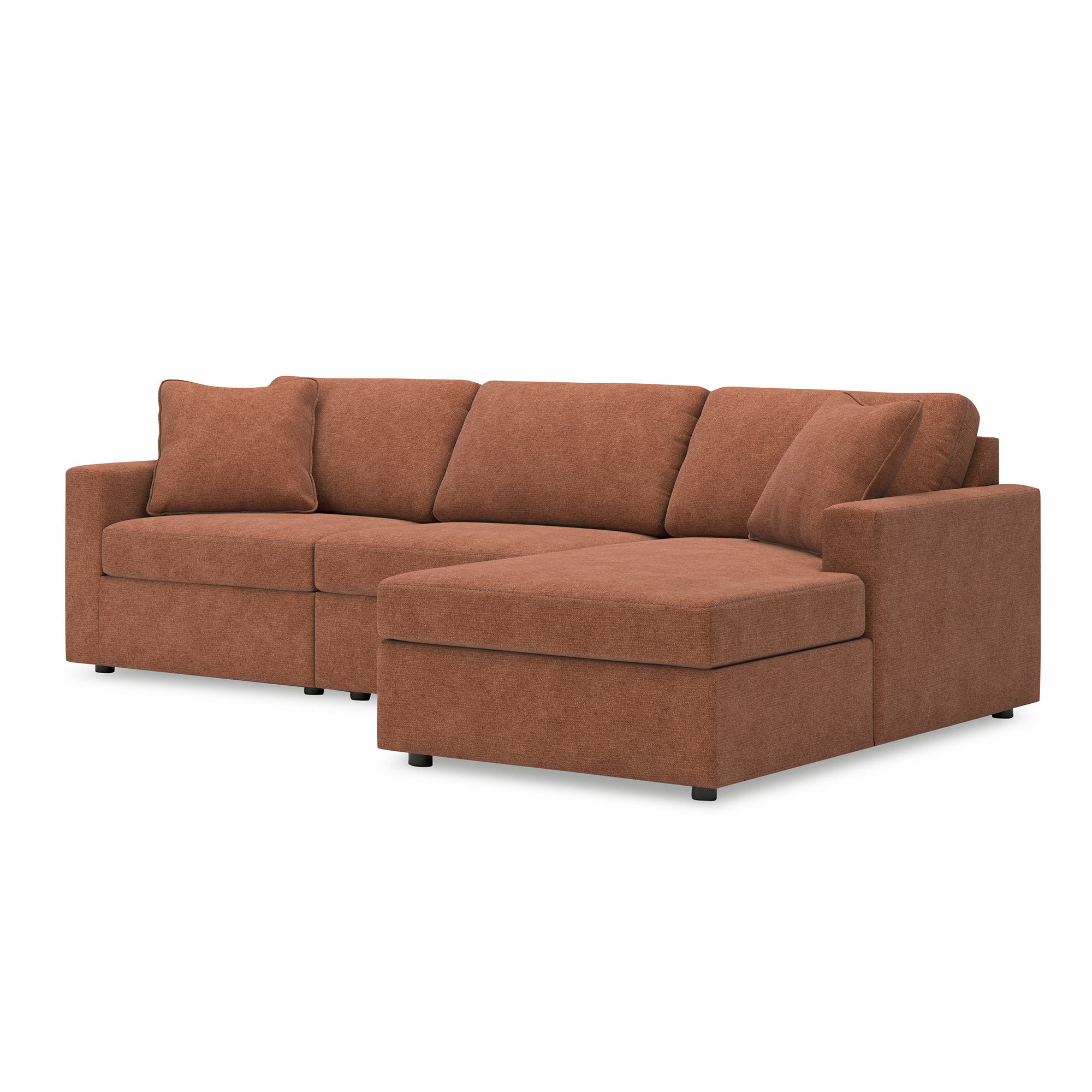 Bulwell Sectional With Chaise, Brown Polyester, 36" H x 109" W x 68"D, Right Hand Facing
