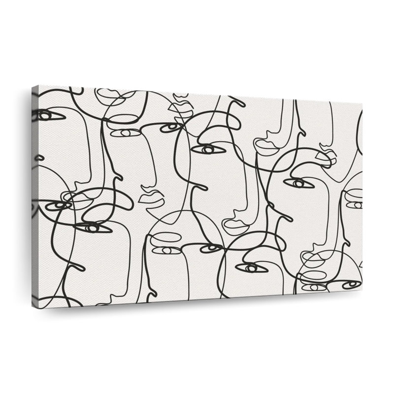 Illustration de visages de femmes sur toile, H 16 po x l 24 po x P 1,25 po