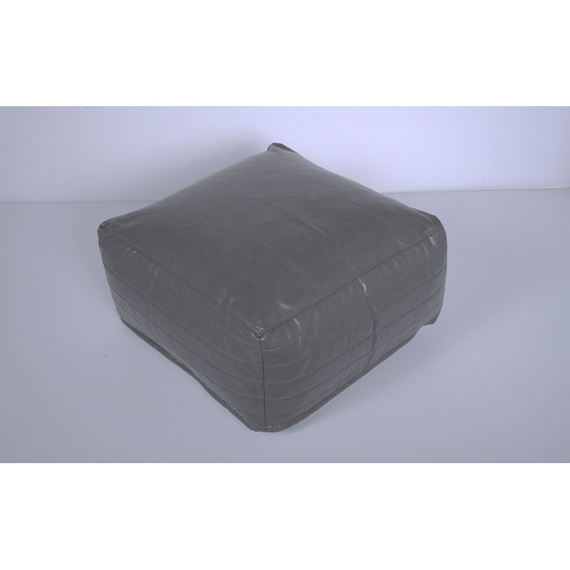 Bambo Faux Leather Rectangle Pouf, Gray, Gray