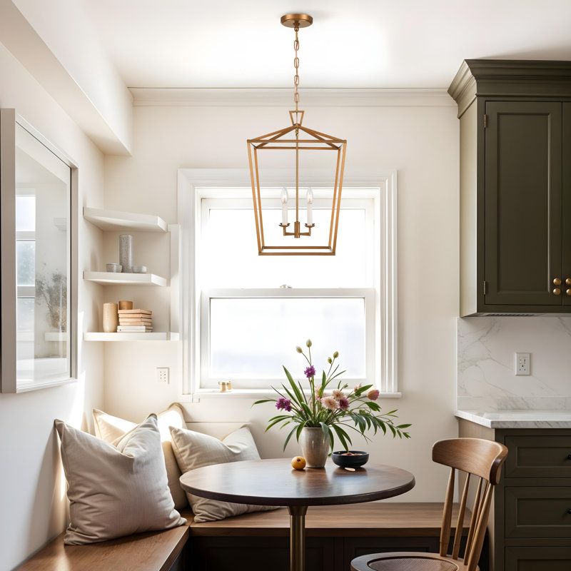 Luminaire suspendu Seraphine Modern - Lanterne en métal vieilli en métal vieilli de 4 po avec 4 lumières réglables câblées pour îlot de cuisine ou salle à manger de style Mid-Century moderne, scandinave et contemporain