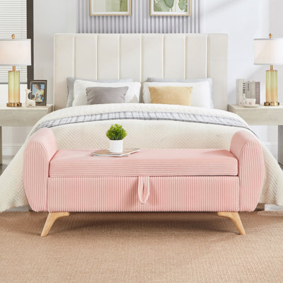 Banc en velours côtelé de conception moderne avec banc de rangement, banc en bois pour chambre à coucher, couloir