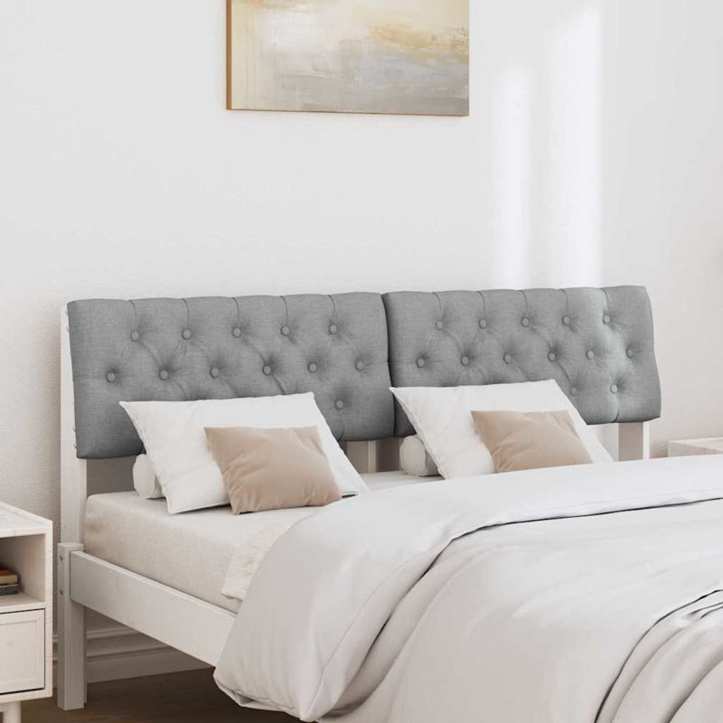 Solid Wood Headboard, UK King - DE 150 x 200 cm, Light Grey, White