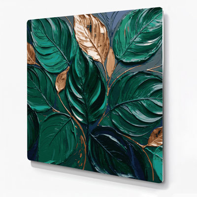 Botanical Abstract Leaf Textures Blue Metal Wall Art
