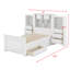 Lit plateforme simple en bois avec armoire verticale et 4 tiroirs de chaque côté-2005383684