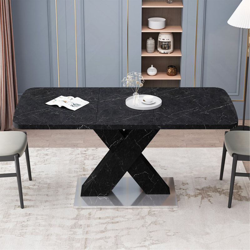 Table de salle à manger polyvalente et moderne avec un design innovant et une fabrication durable, Noir
